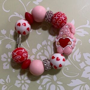 Valentine Gnome Beaded Bracelet